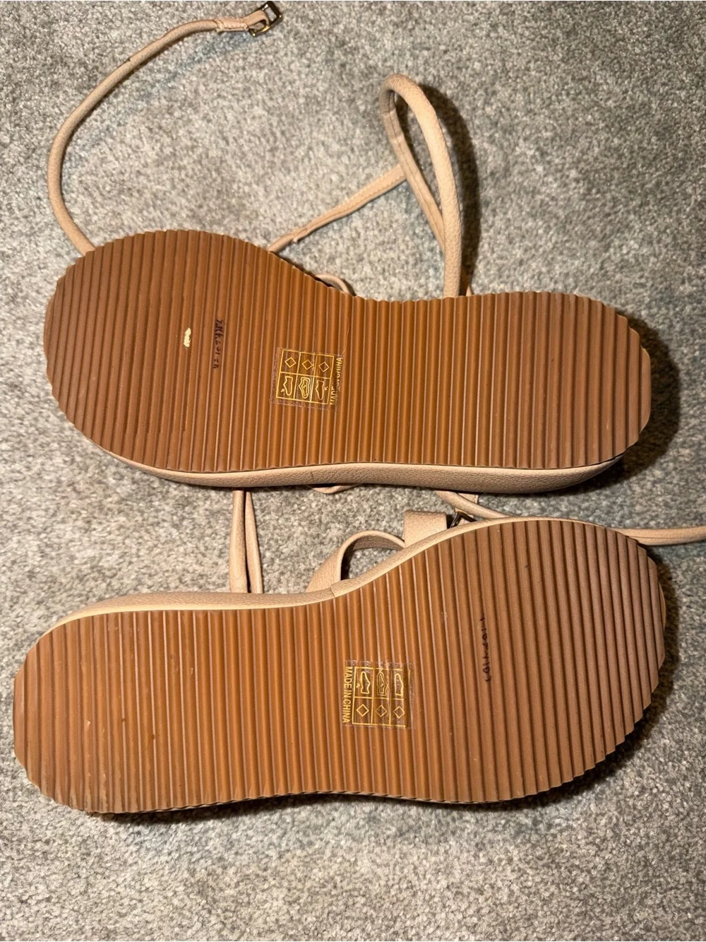 Women's Neutral Tan Platform Lace-Up Sandals